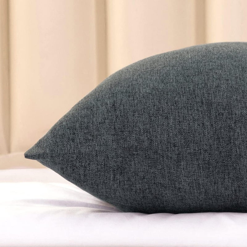 AMBERIS 2 Pillowcases (45×45cm)(Without Insert) Dark Grey, Imitation Linen Decorative 2 Pillowcases (Without Insert) for Home Hotel - Image 4